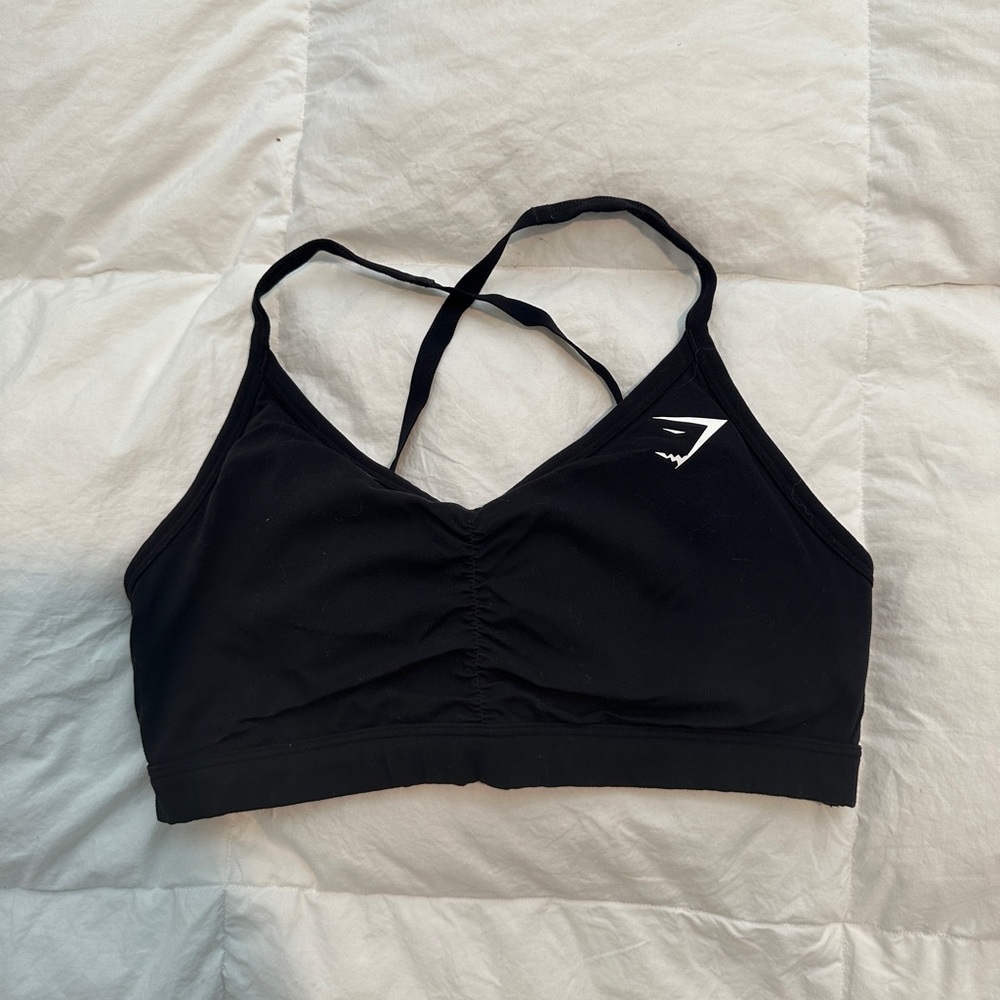 Lightly worn RUCHED Gym shark sports bra